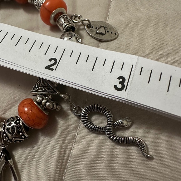 Handmade – NWOT – 925 SS plated charm bracelet. Orange beads. Relationship Charm - Picture 3 of 16